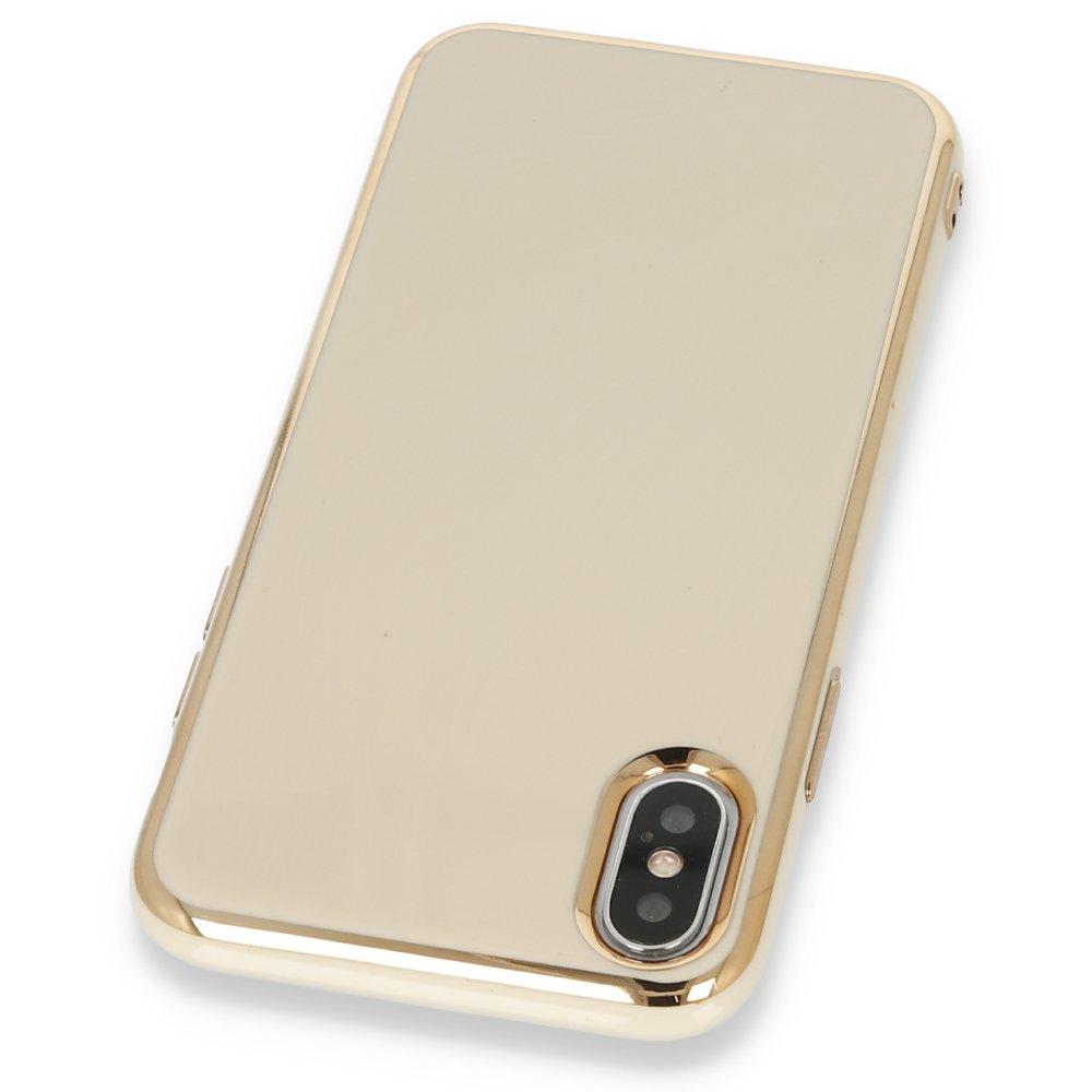 Newface iPhone XS Kılıf İkon Silikon - Gold