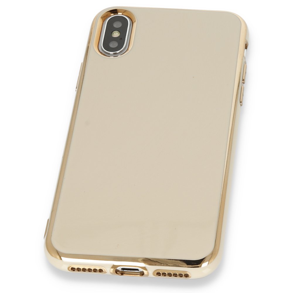 Newface iPhone XS Kılıf İkon Silikon - Gold