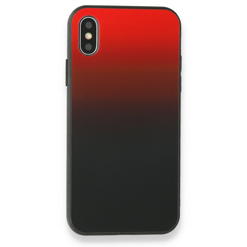 Newface iPhone XS Kılıf Grady Silikon - Kırmızı-Siyah