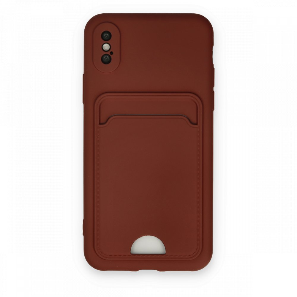 Newface iPhone XS Kılıf Kelvin Kartvizitli Silikon - Bordo