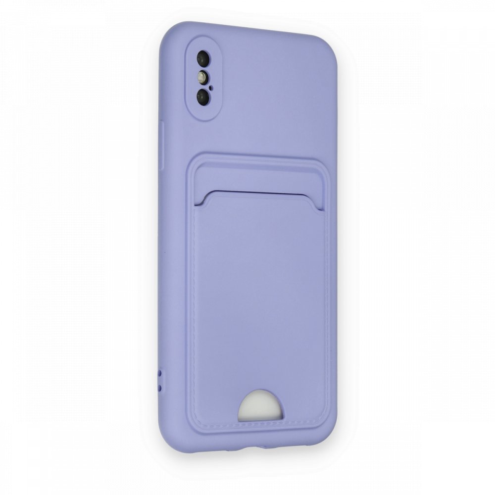 Newface iPhone XS Kılıf Kelvin Kartvizitli Silikon - Lila