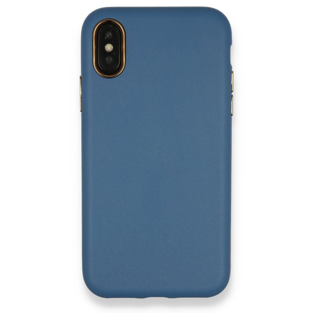 Newface iPhone XS Kılıf Label Kapak - Mavi