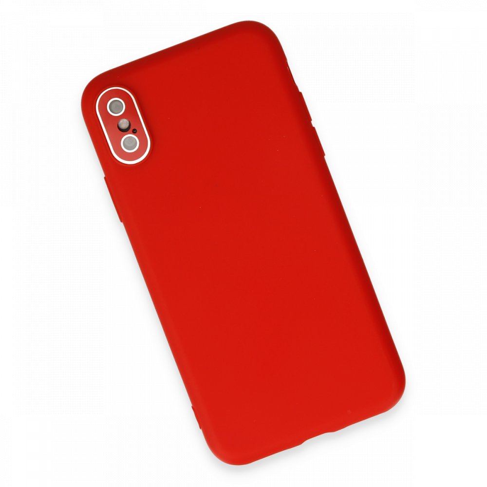 Newface iPhone XS Kılıf Lansman Glass Kapak - Kırmızı