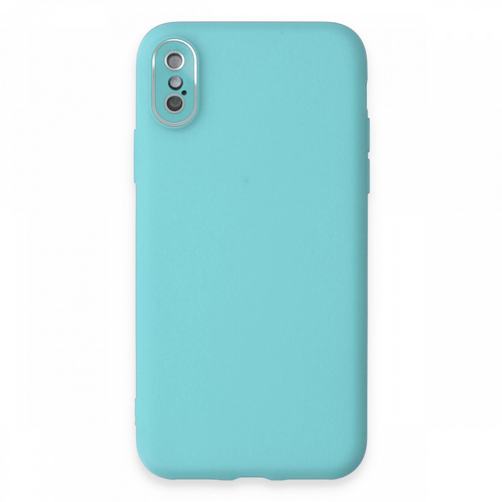 Newface iPhone XS Kılıf Lansman Glass Kapak - Turkuaz