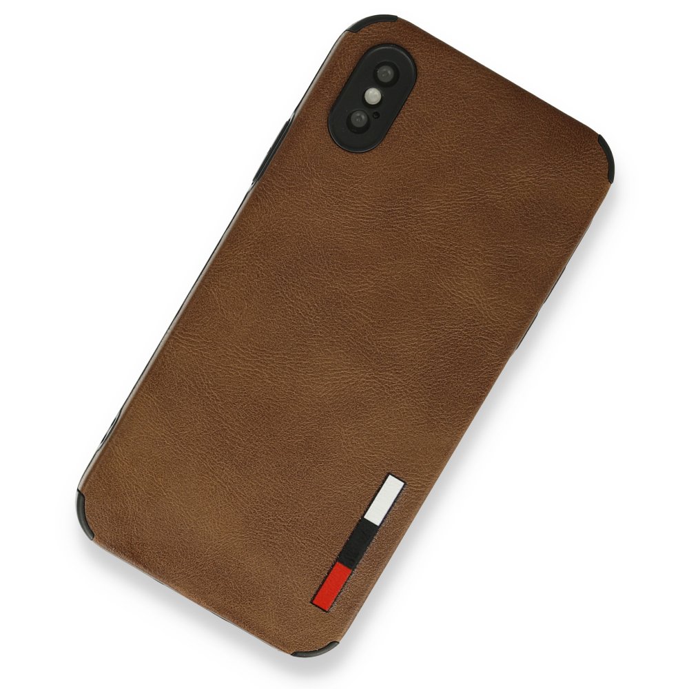 Newface iPhone XS Kılıf Loop Deri Silikon - Kahverengi