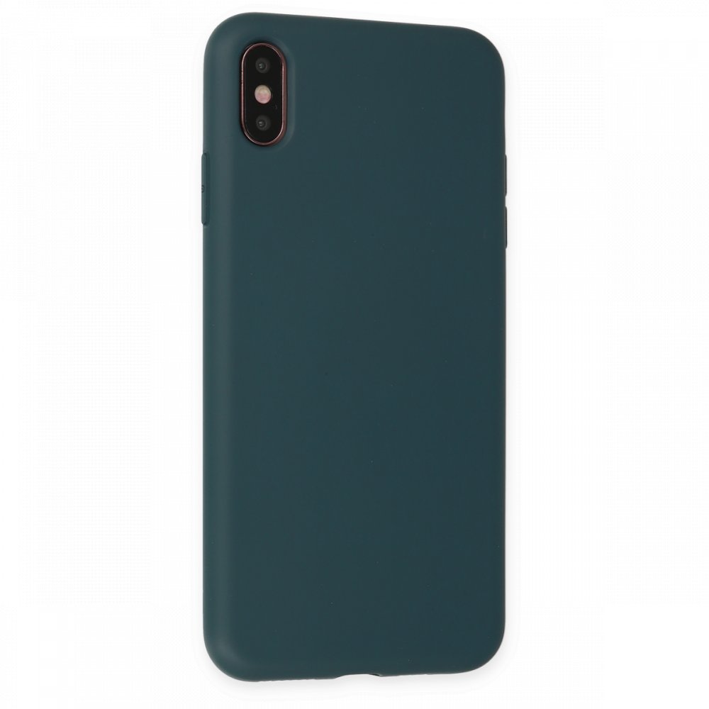 Newface iPhone XS Kılıf Nano içi Kadife Silikon - Koyu Yeşil