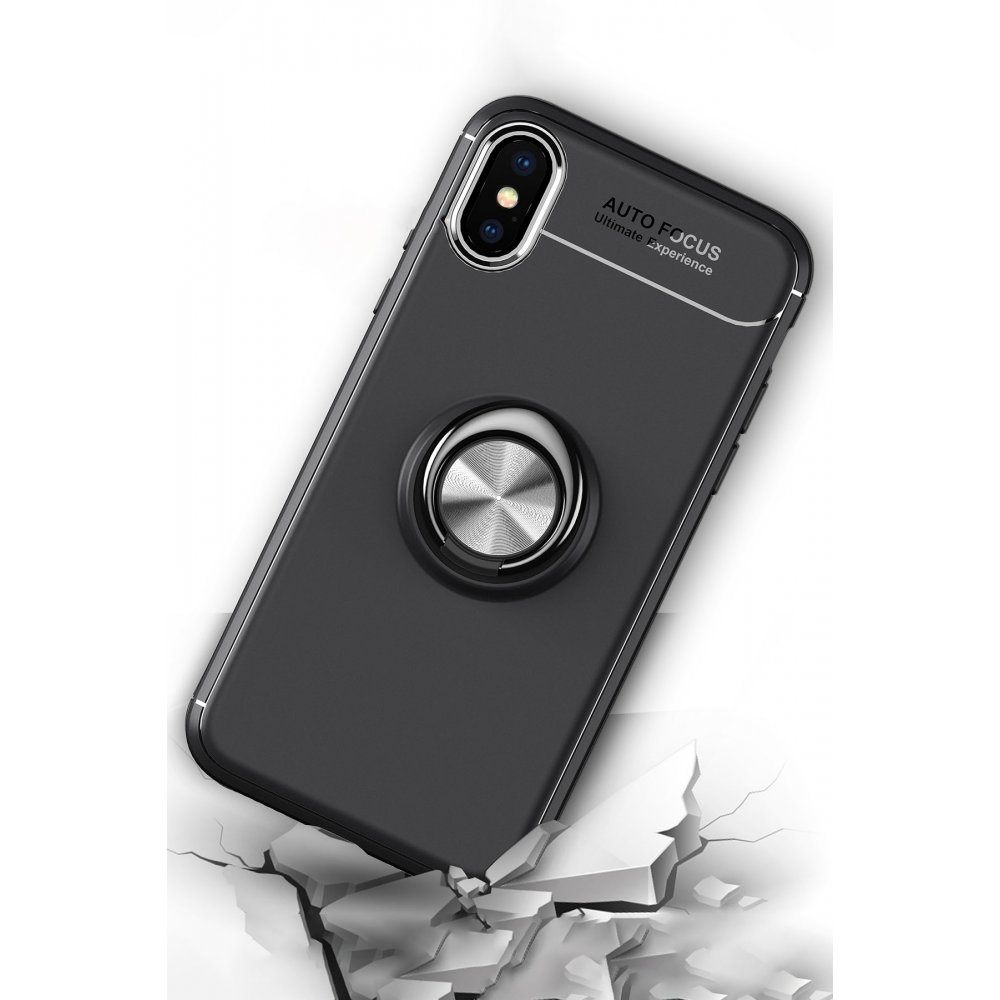 Newface iPhone XS Kılıf Range Yüzüklü Silikon - Mavi