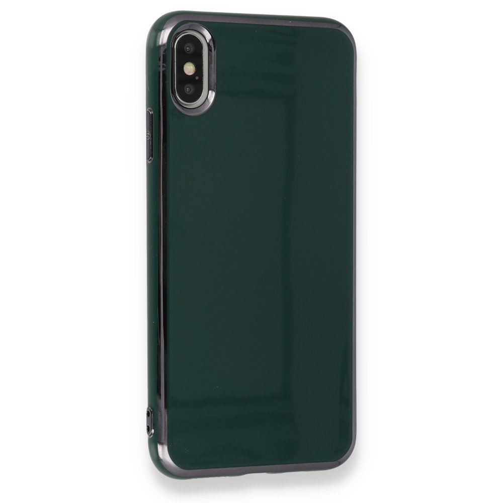 Newface iPhone XS Max Kılıf İkon Silikon - Koyu Yeşil