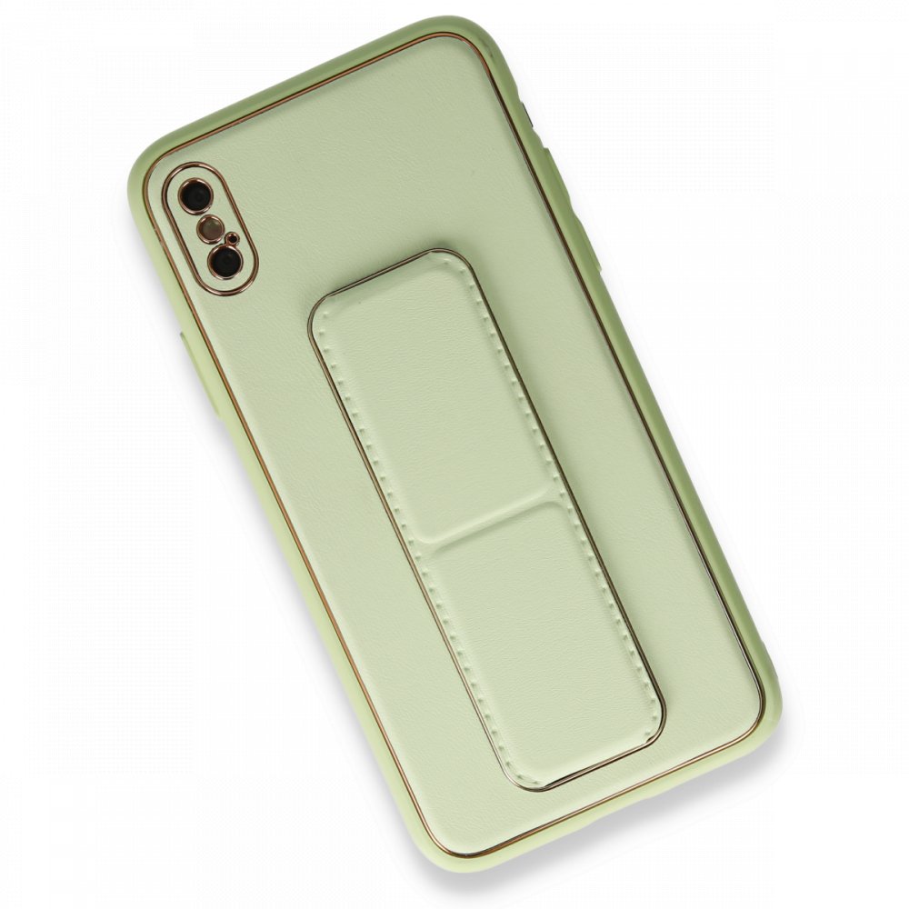 Newface iPhone XS Max Kılıf Coco Deri Standlı Kapak - Su Yeşili