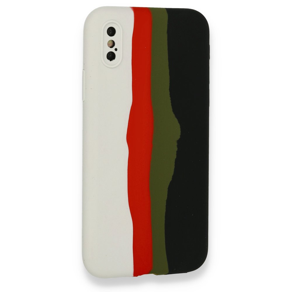 Newface iPhone XS Max Kılıf Ebruli Lansman Silikon - Beyaz-Siyah