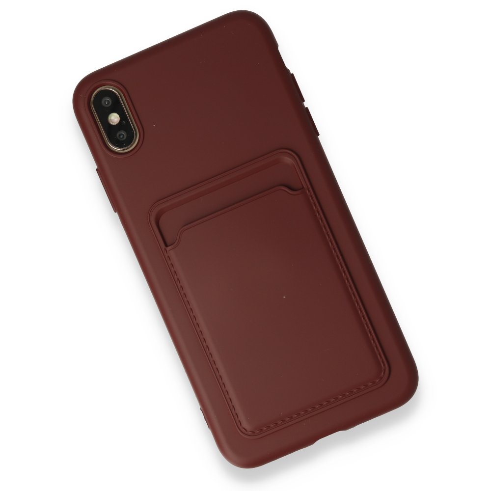 Newface iPhone XS Max Kılıf Kelvin Kartvizitli Silikon - Bordo