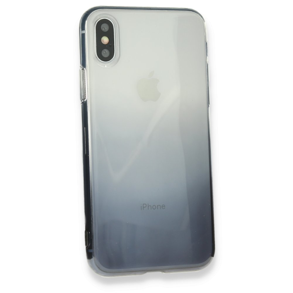 Newface iPhone X Kılıf Lüx Çift Renkli Silikon - Siyah