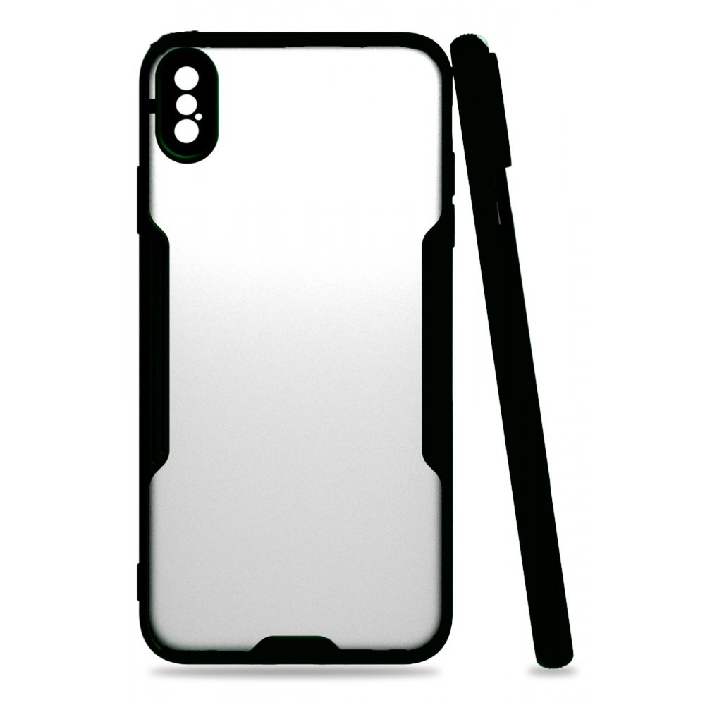 Newface iPhone XS Max Kılıf Platin Silikon - Siyah