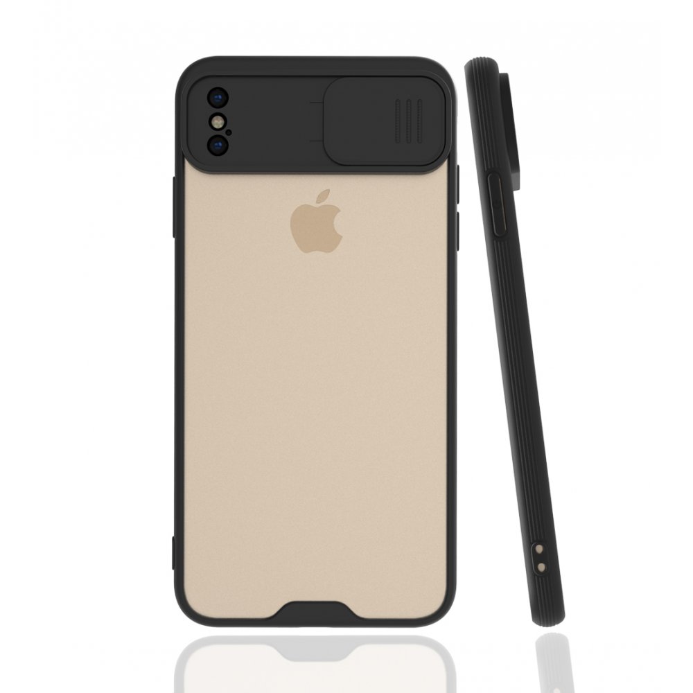Newface iPhone XS Max Kılıf Platin Kamera Koruma Silikon - Siyah