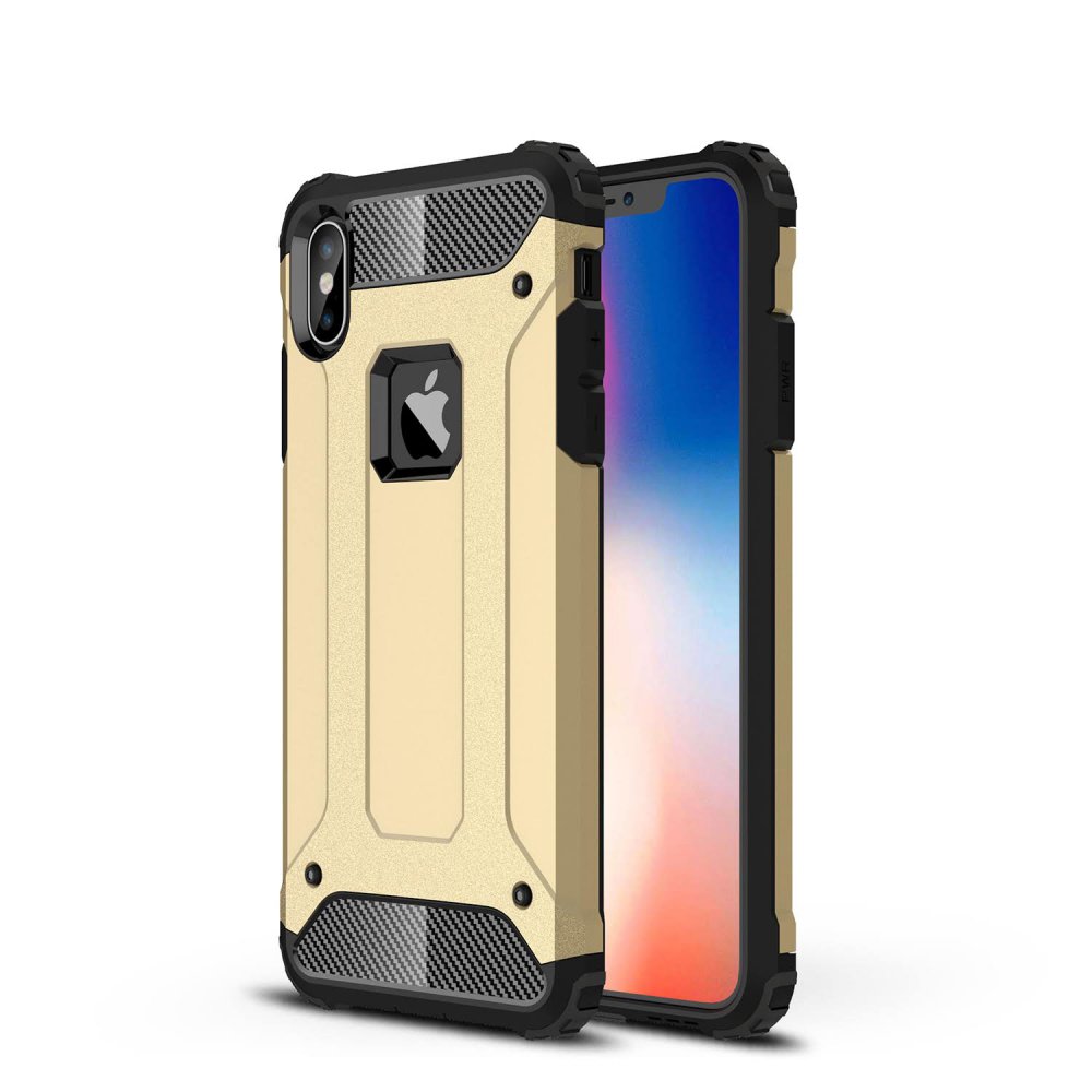 Newface iPhone XS Max Kılıf Tank Silikon Kapak - Gold