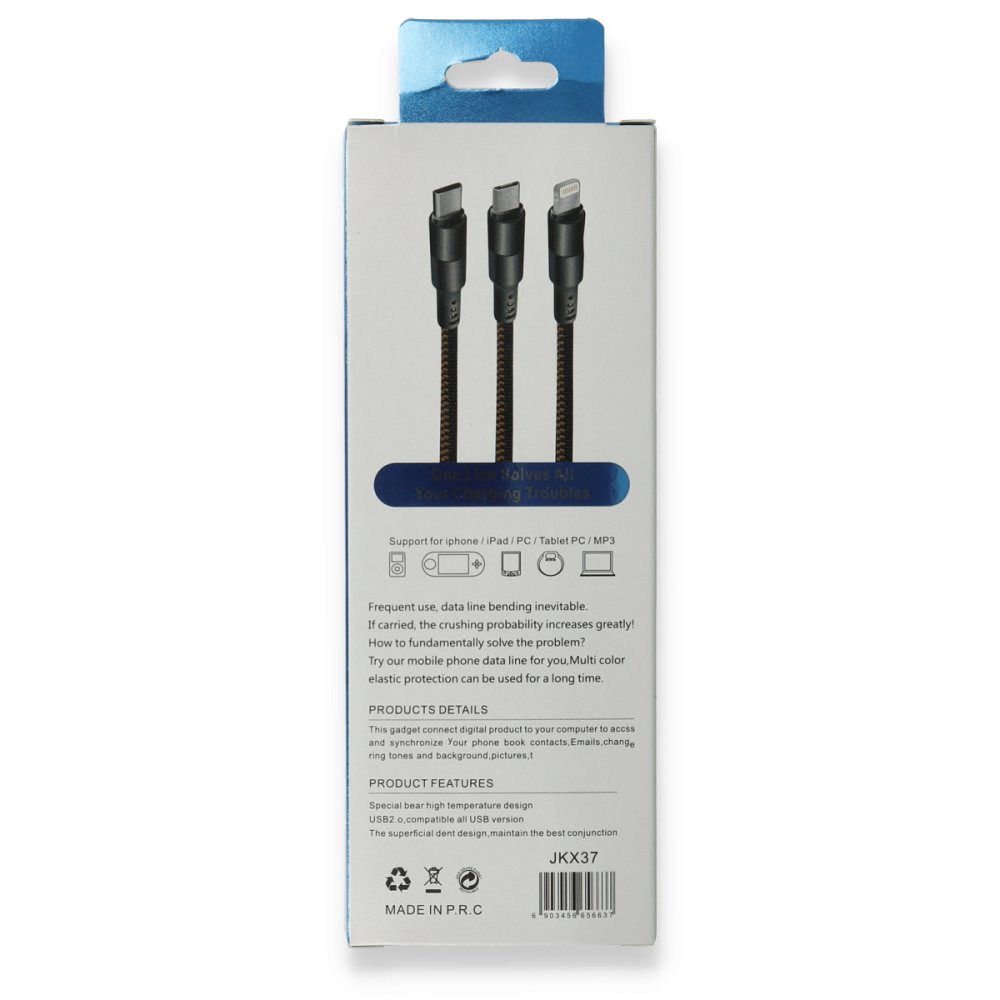 Newface JKX37 3in1 USB Kablo - Kırmızı