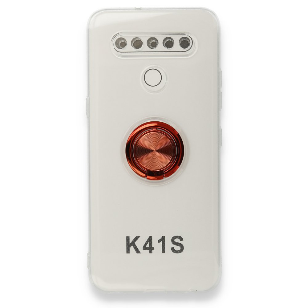 Newface LG K41S Kılıf Gros Yüzüklü Silikon - Kırmızı