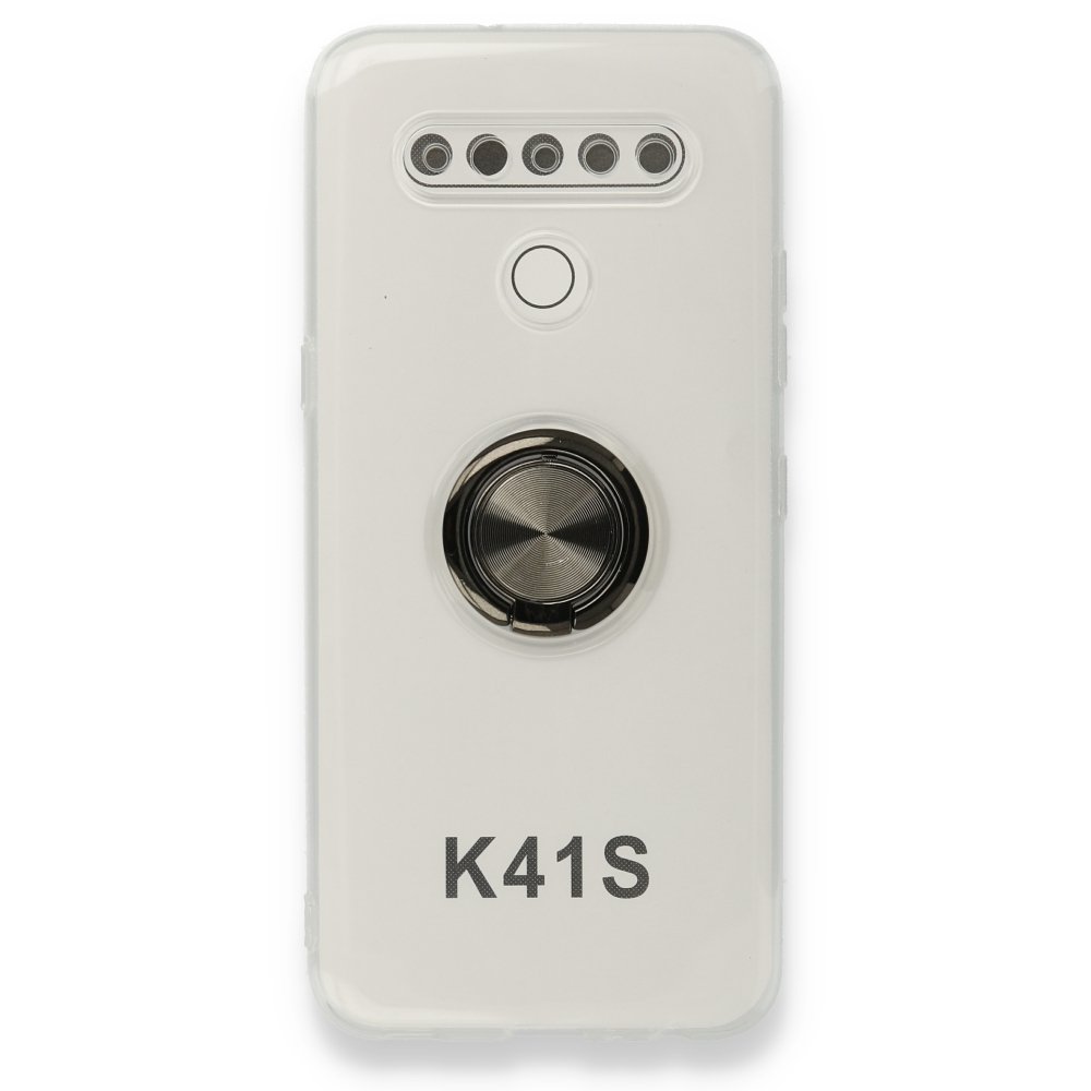 Newface LG K41S Kılıf Gros Yüzüklü Silikon - Siyah