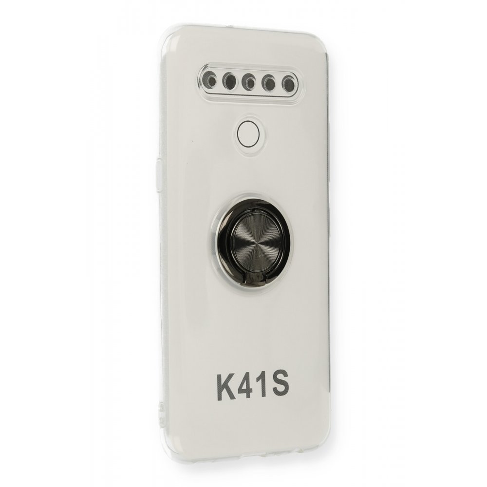 Newface LG K41S Kılıf Gros Yüzüklü Silikon - Siyah