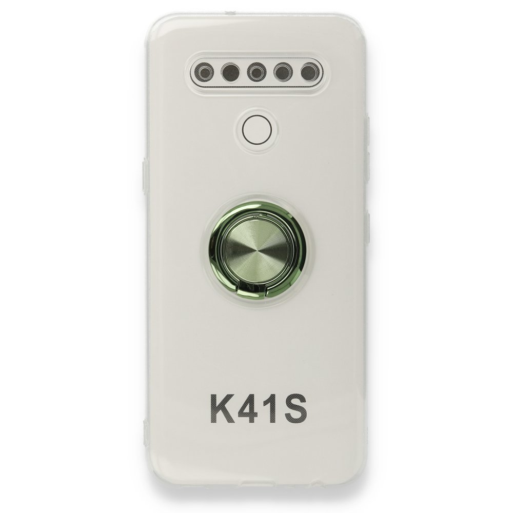 Newface LG K41S Kılıf Gros Yüzüklü Silikon - Yeşil