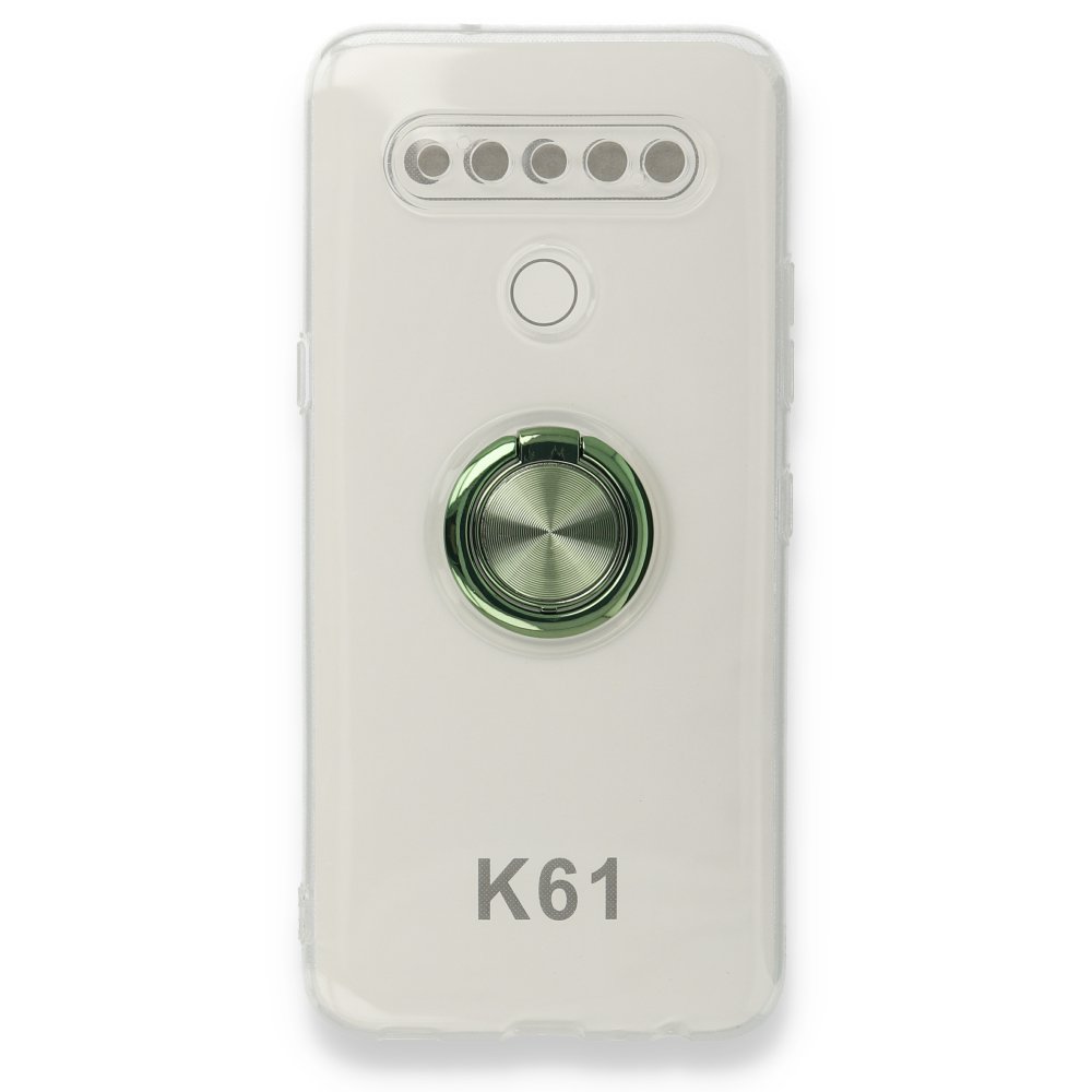 Newface LG K61 Kılıf Gros Yüzüklü Silikon - Yeşil