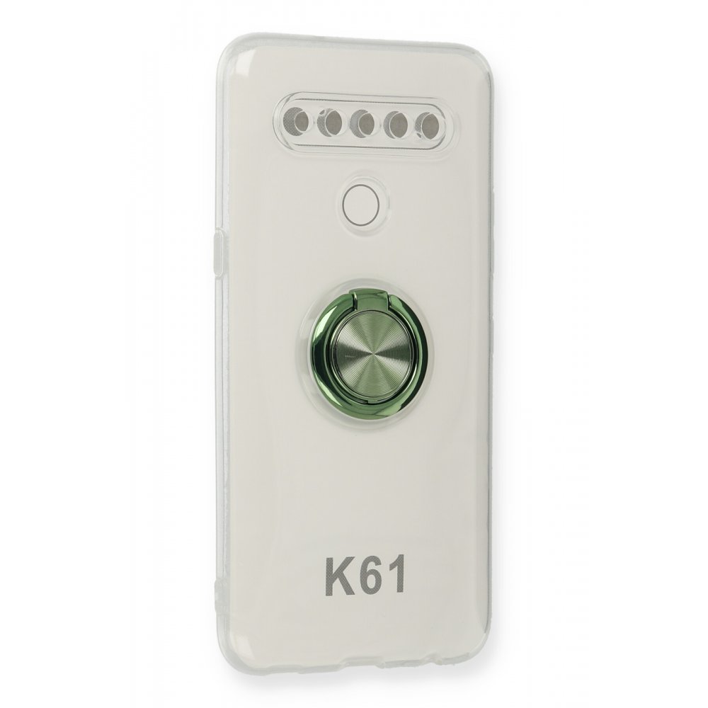 Newface LG K61 Kılıf Gros Yüzüklü Silikon - Yeşil