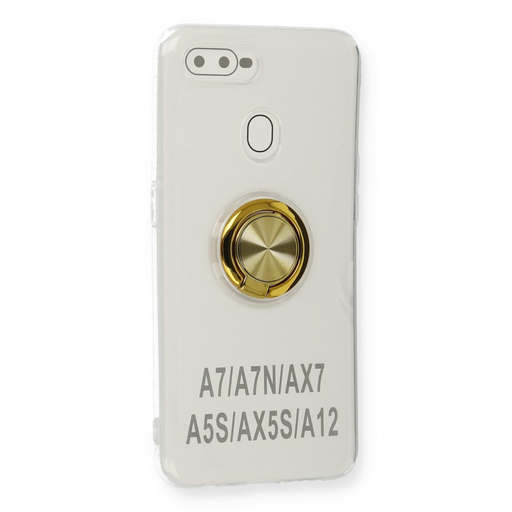 Newface Oppo A12 Kılıf Gros Yüzüklü Silikon - Gold