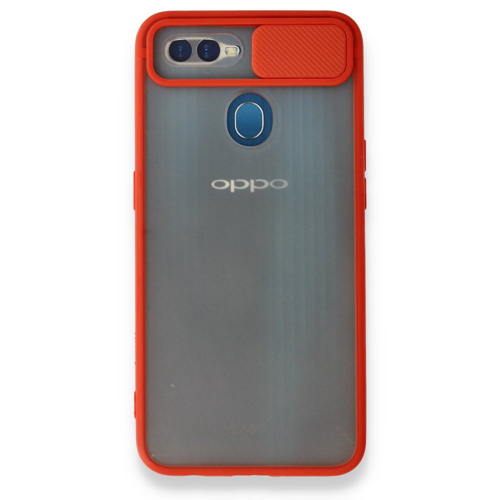 Newface Oppo A12 Kılıf Palm Buzlu Kamera Sürgülü Silikon - Kırmızı