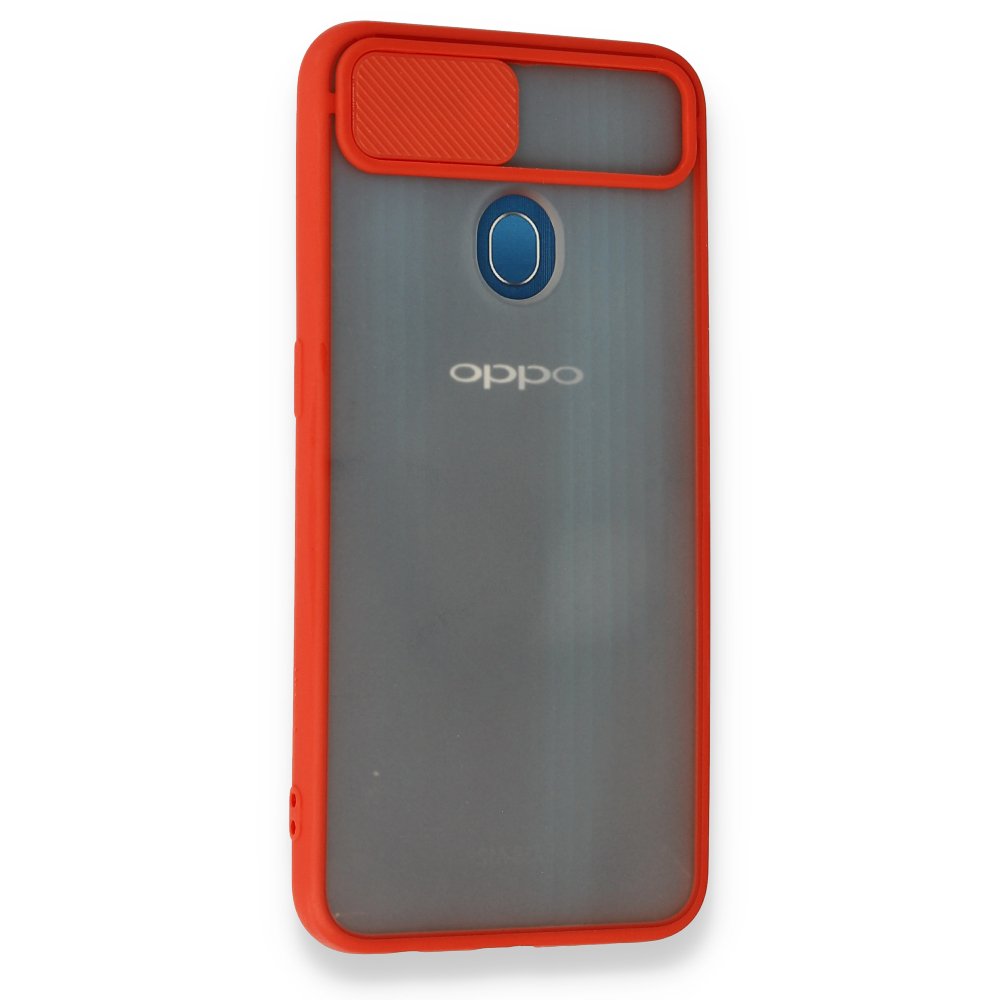 Newface Oppo A12 Kılıf Palm Buzlu Kamera Sürgülü Silikon - Kırmızı
