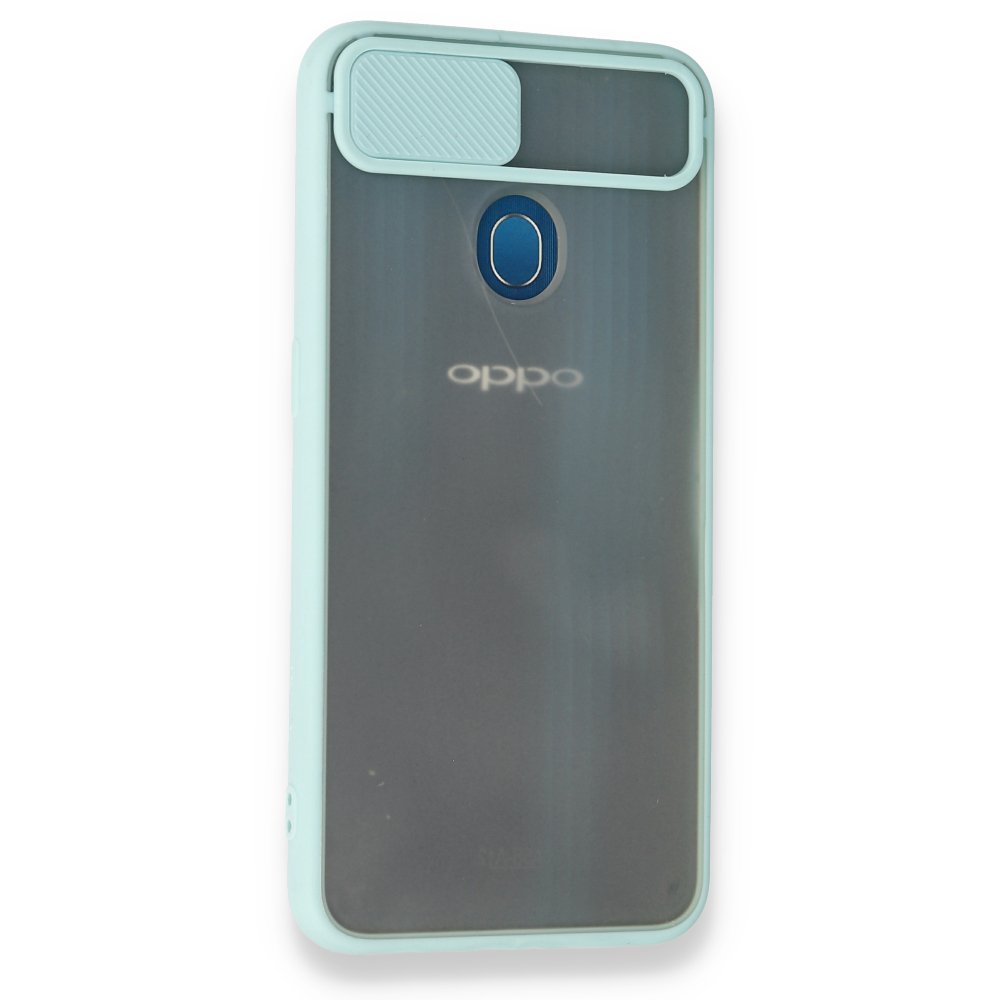 Newface Oppo A12 Kılıf Palm Buzlu Kamera Sürgülü Silikon - Turkuaz