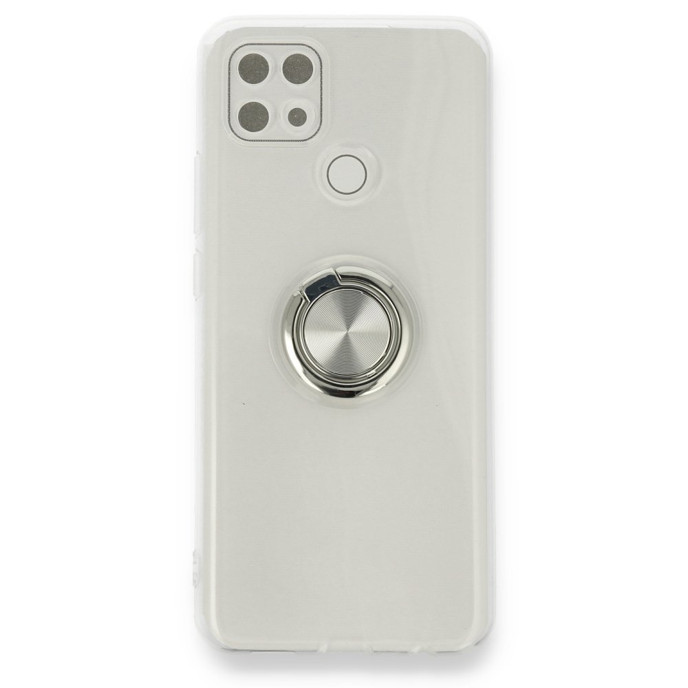 Newface Oppo A15 Kılıf Gros Yüzüklü Silikon - Gümüş