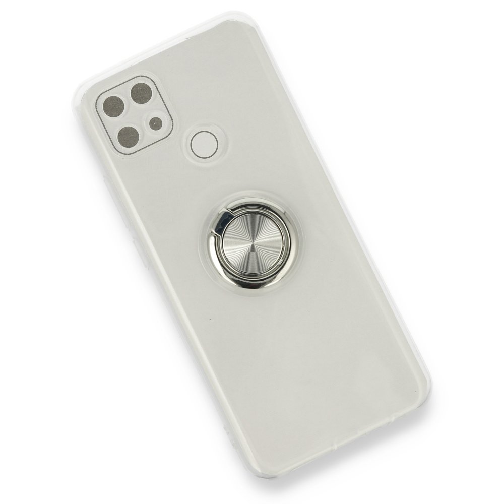 Newface Oppo A15 Kılıf Gros Yüzüklü Silikon - Gümüş