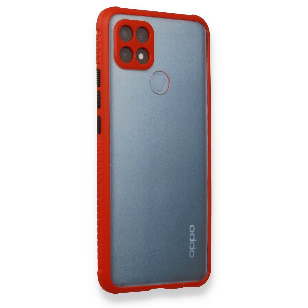 Newface Oppo A15S Kılıf Miami Şeffaf Silikon  - Kırmızı
