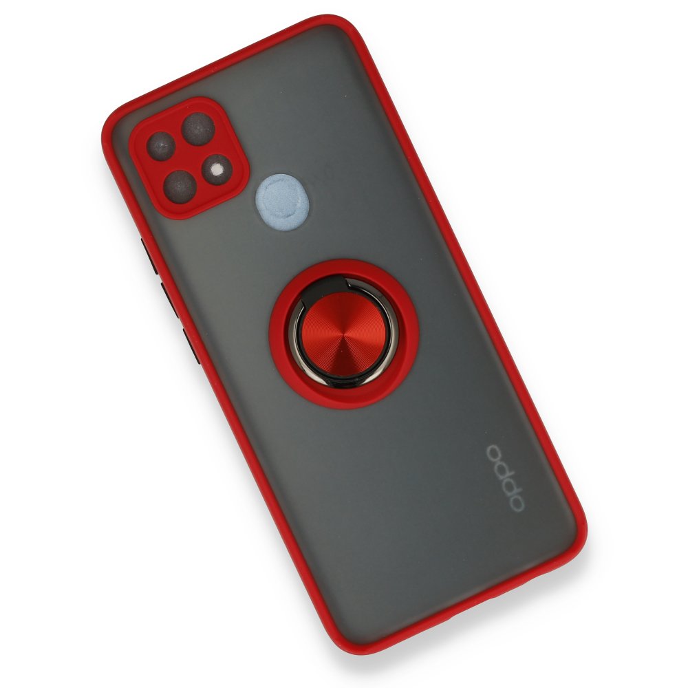 Newface Oppo A15S Kılıf Montreal Yüzüklü Silikon Kapak - Kırmızı