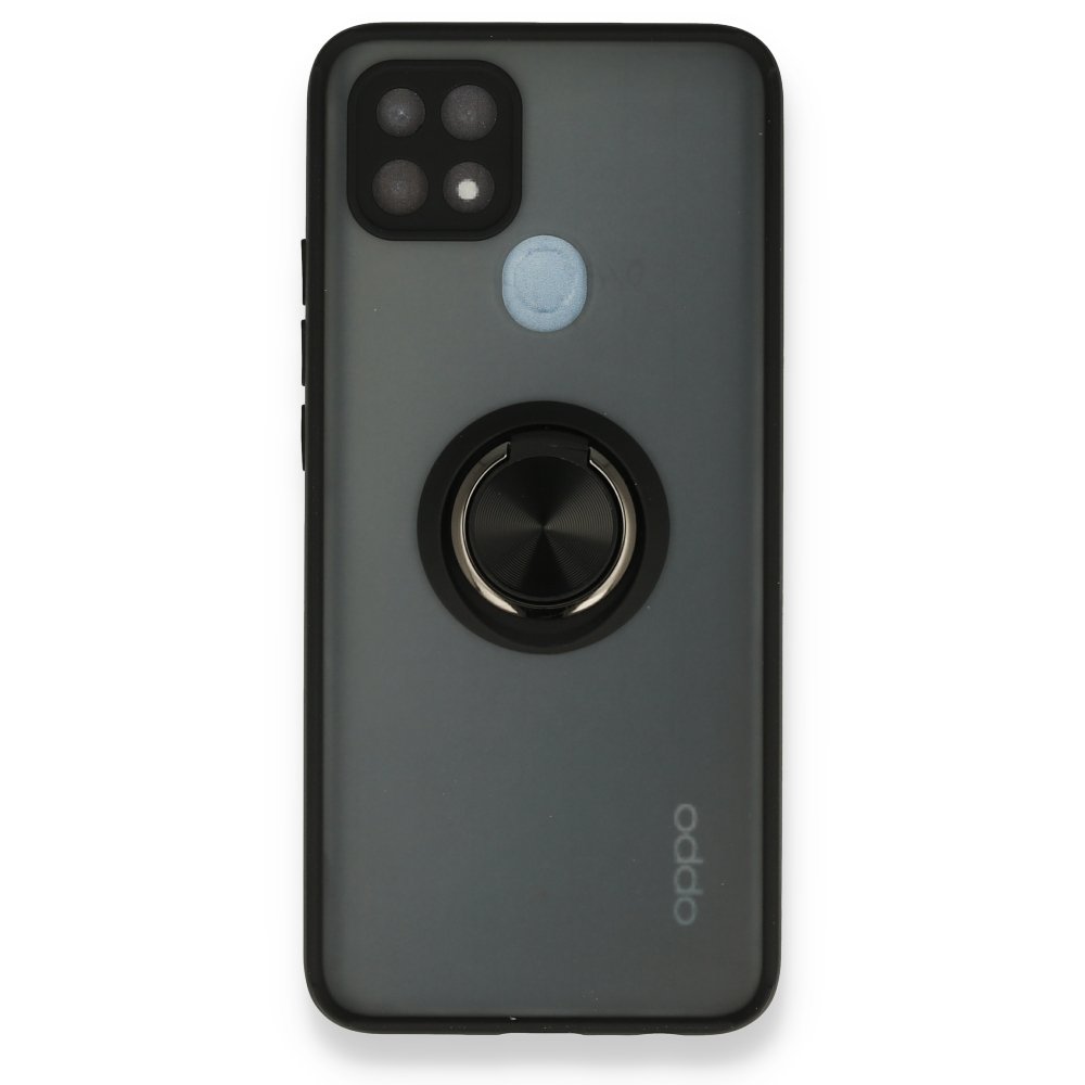Newface Oppo A15 Kılıf Montreal Yüzüklü Silikon Kapak - Siyah