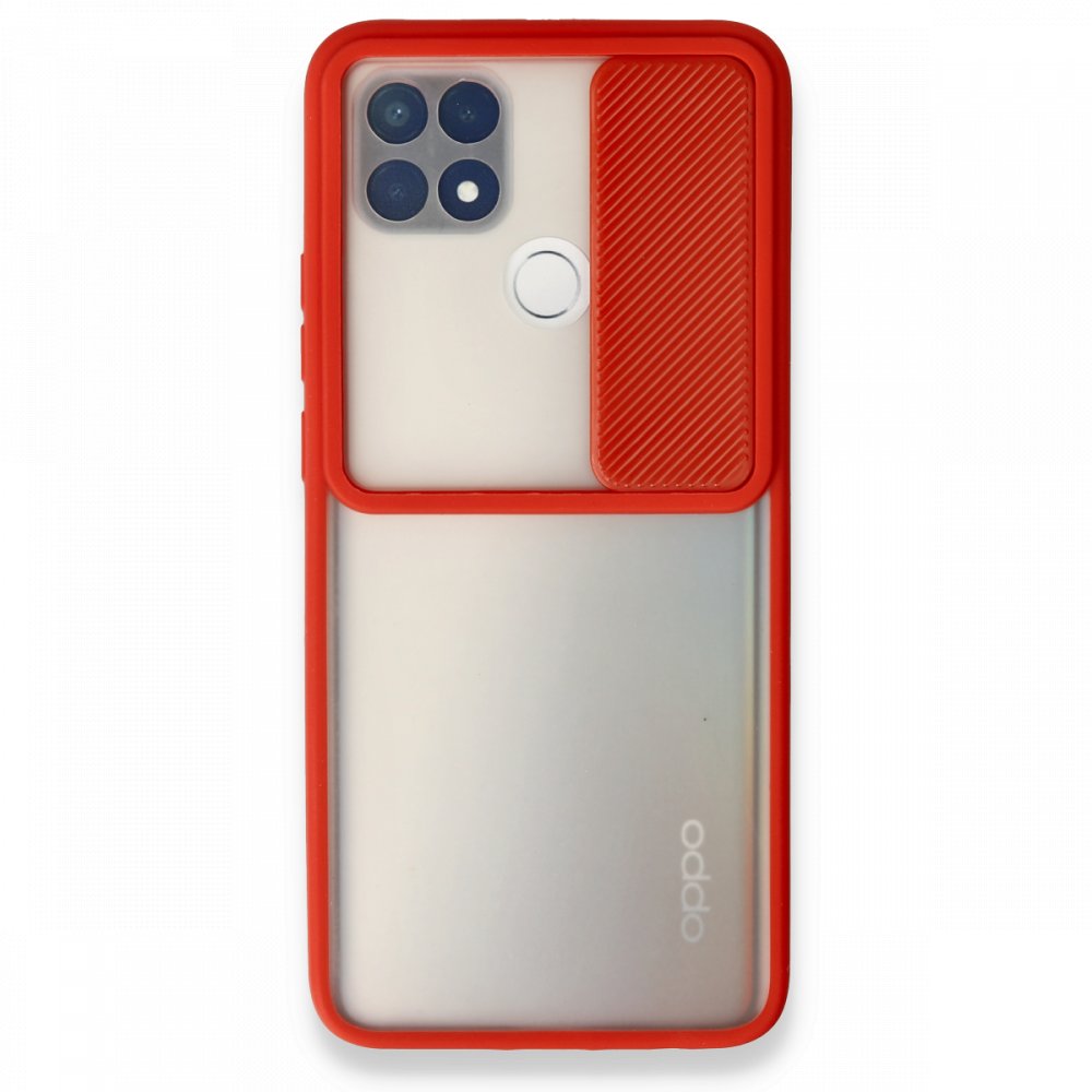 Newface Oppo A15 Kılıf Palm Buzlu Kamera Sürgülü Silikon - Kırmızı