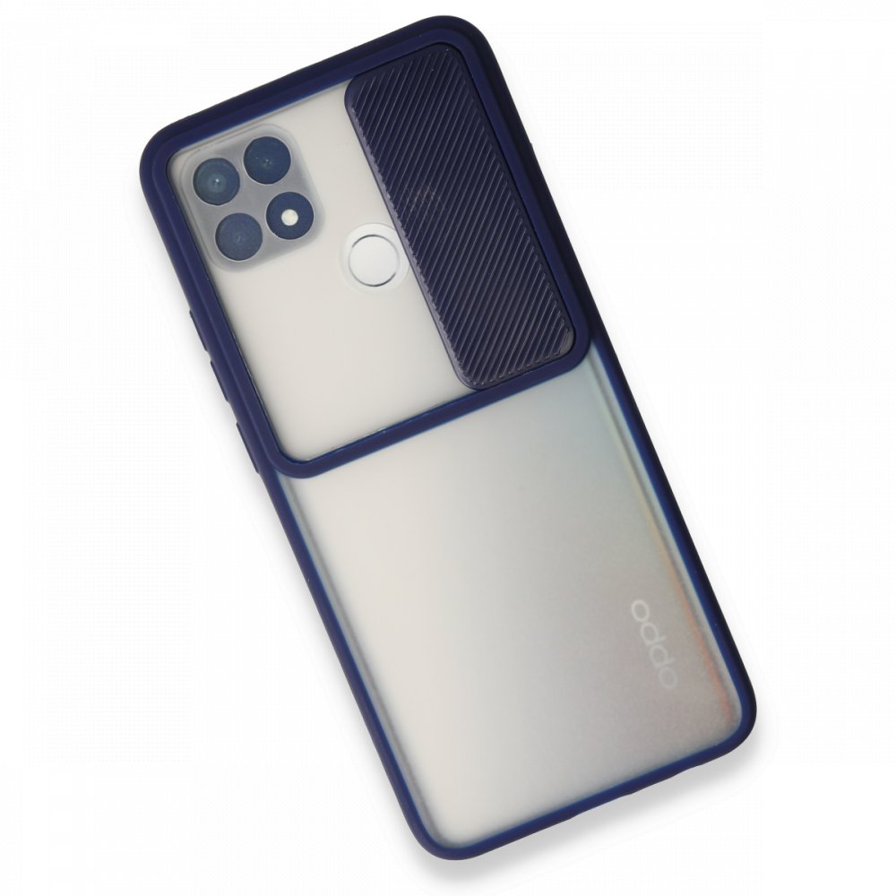 Newface Oppo A15 Kılıf Palm Buzlu Kamera Sürgülü Silikon - Lacivert