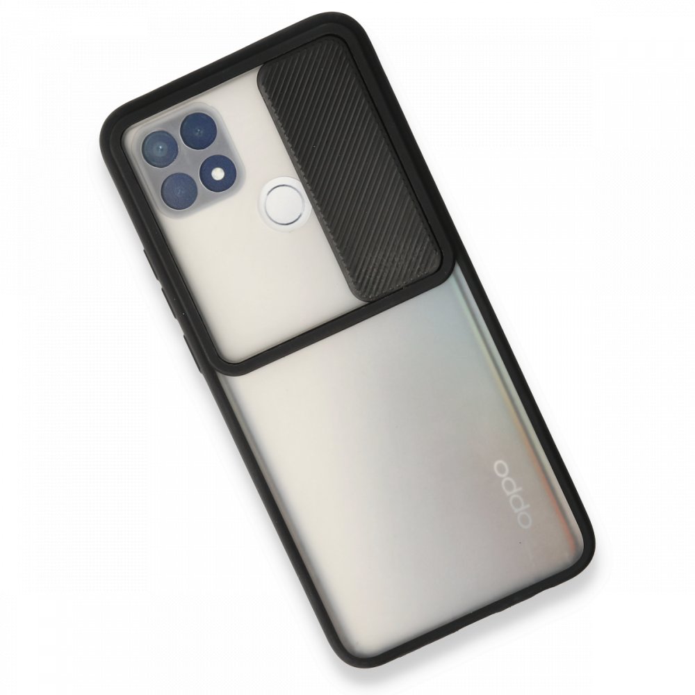 Newface Oppo A15 Kılıf Palm Buzlu Kamera Sürgülü Silikon - Siyah