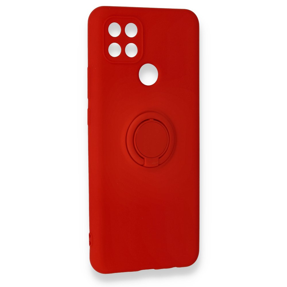 Newface Oppo A15 Kılıf Viktor Yüzüklü Silikon - Kırmızı