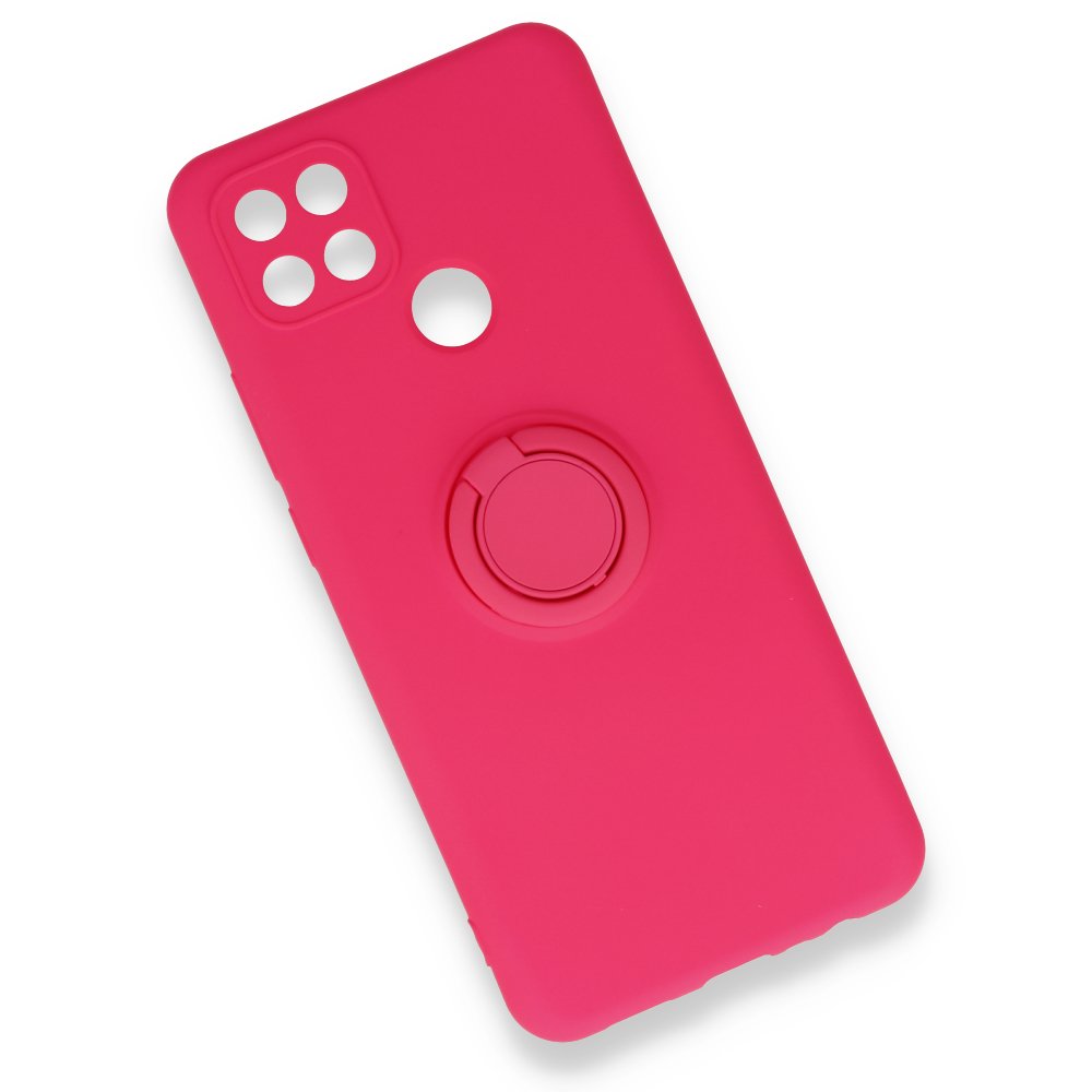 Newface Oppo A15 Kılıf Viktor Yüzüklü Silikon - Pembe