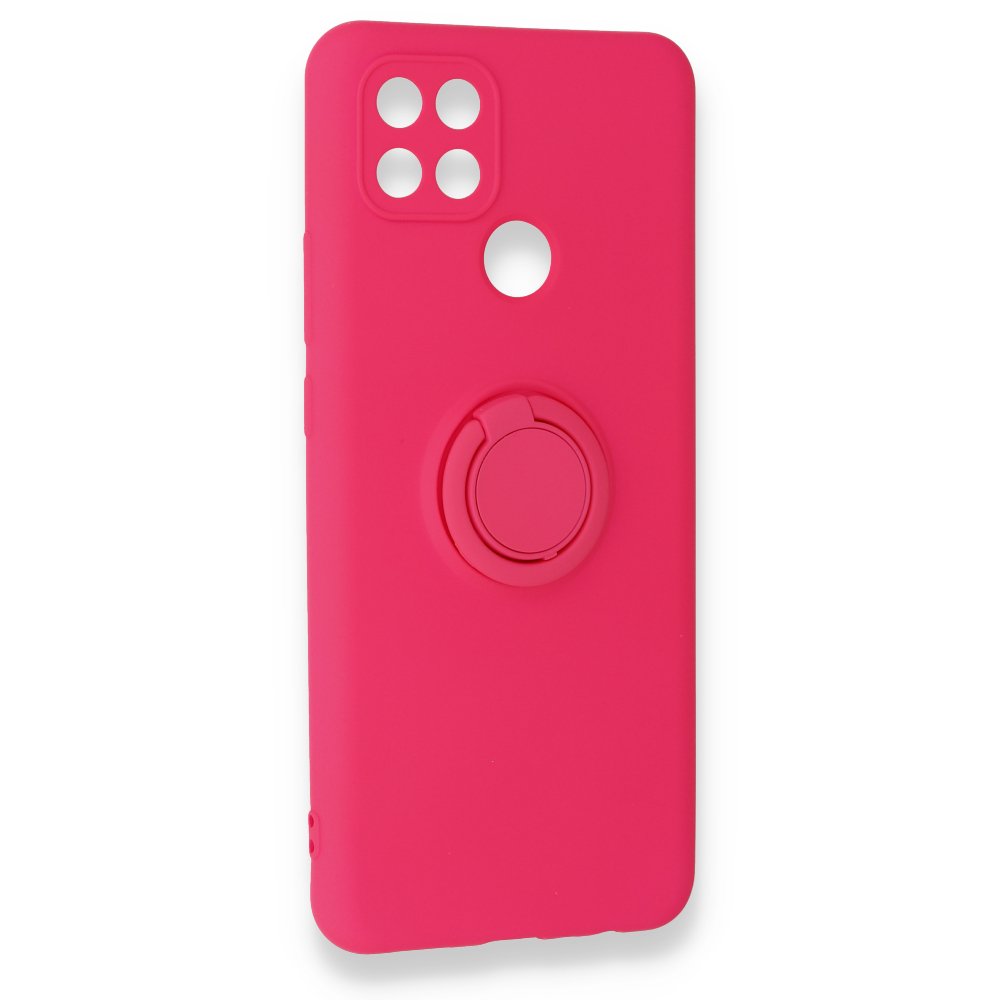 Newface Oppo A15 Kılıf Viktor Yüzüklü Silikon - Pembe