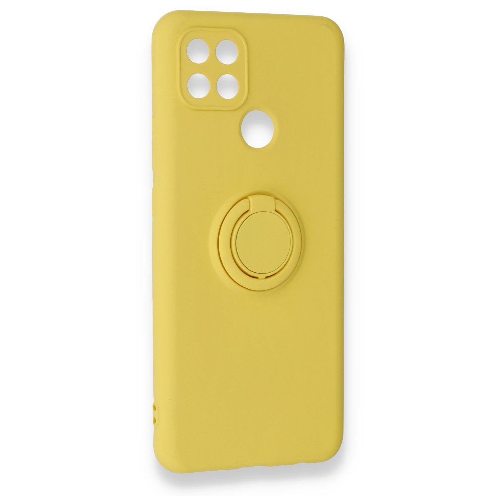 Newface Oppo A15 Kılıf Viktor Yüzüklü Silikon - Sarı