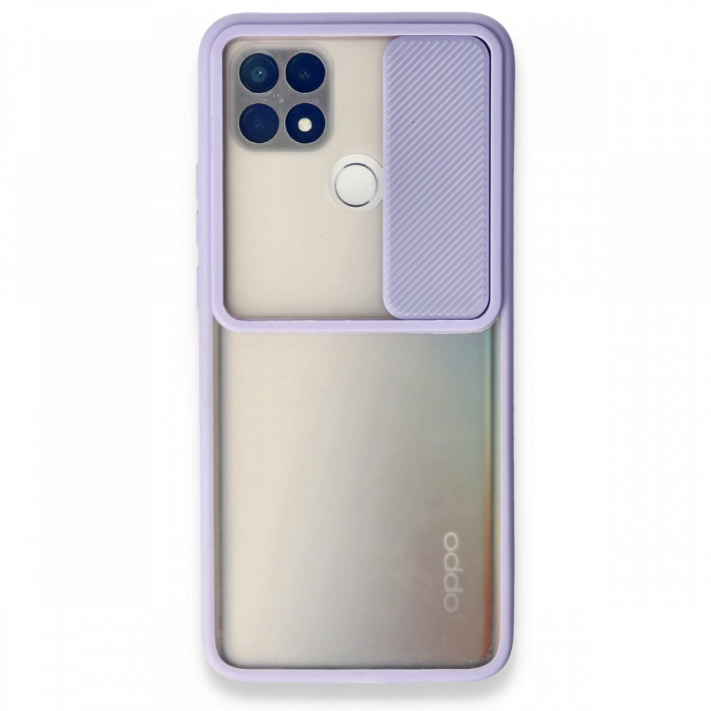 Newface Oppo A15S Kılıf Palm Buzlu Kamera Sürgülü Silikon - Lila