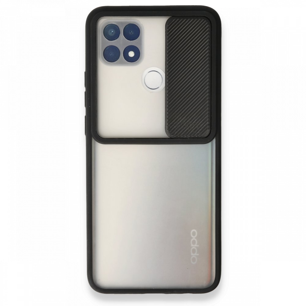 Newface Oppo A15S Kılıf Palm Buzlu Kamera Sürgülü Silikon - Siyah