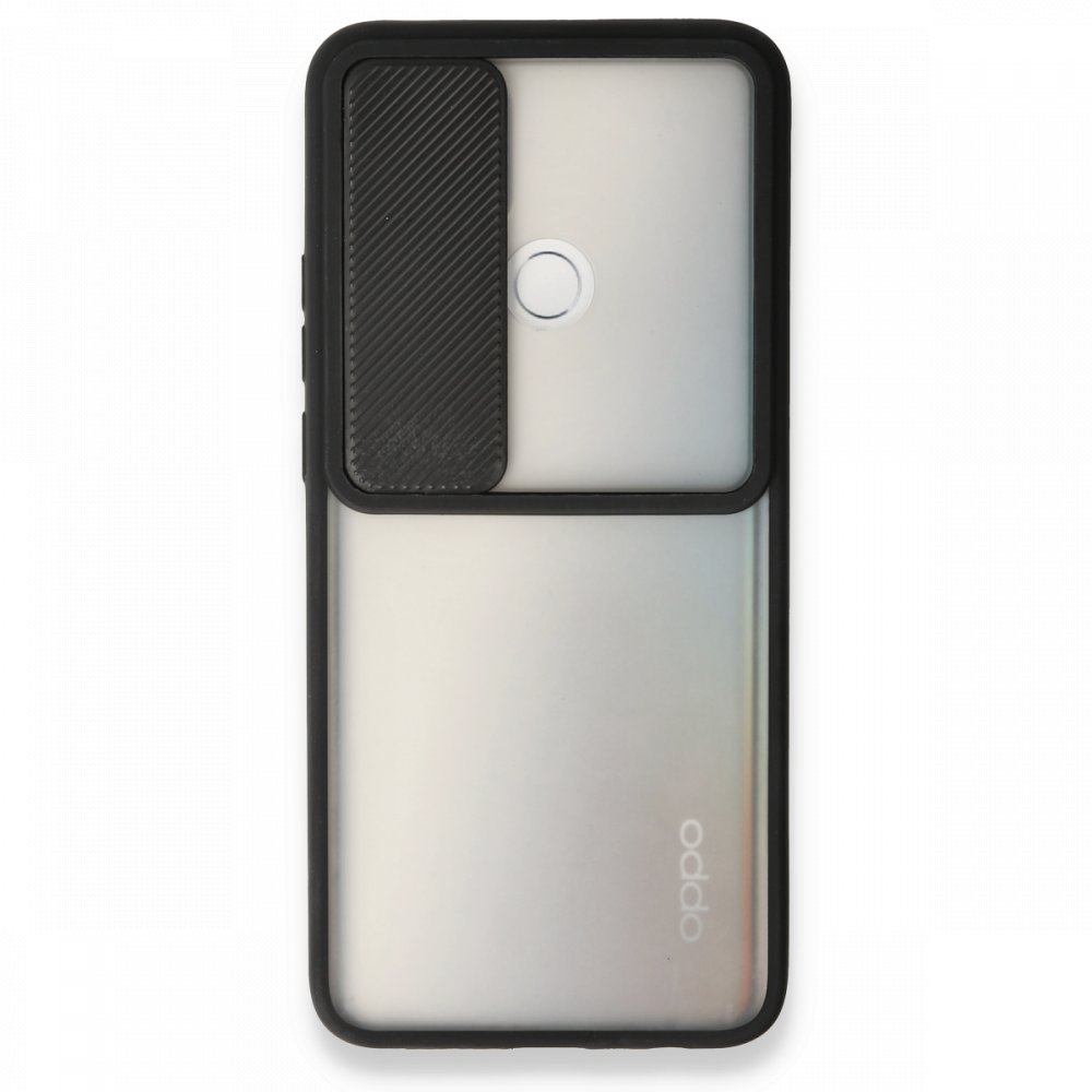 Newface Oppo A15S Kılıf Palm Buzlu Kamera Sürgülü Silikon - Siyah