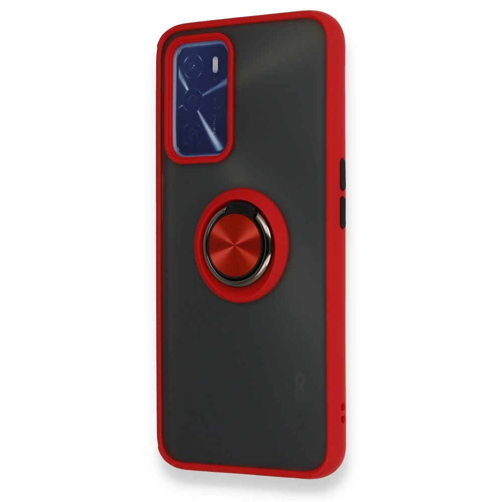 Newface Oppo A16 Kılıf Montreal Yüzüklü Silikon Kapak - Kırmızı