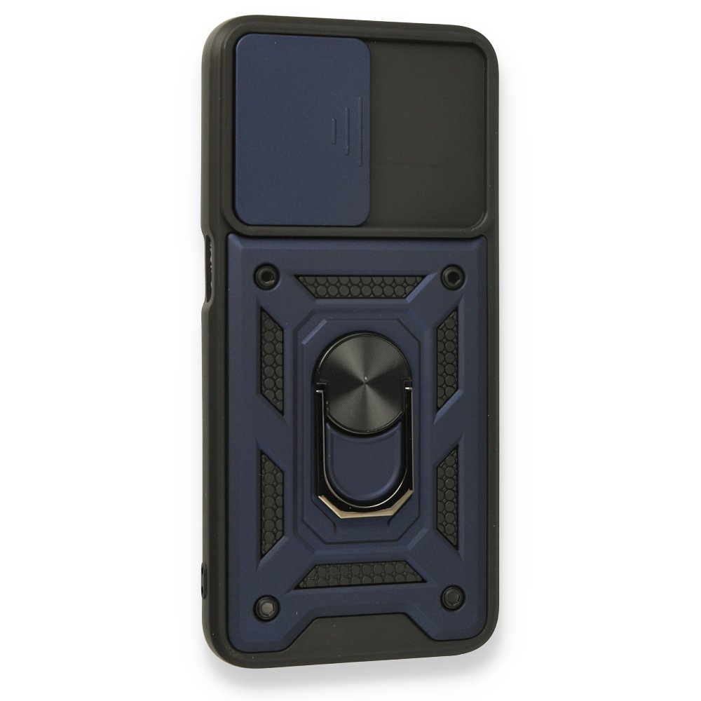 Newface Oppo A16 Kılıf Pars Lens Yüzüklü Silikon - Lacivert