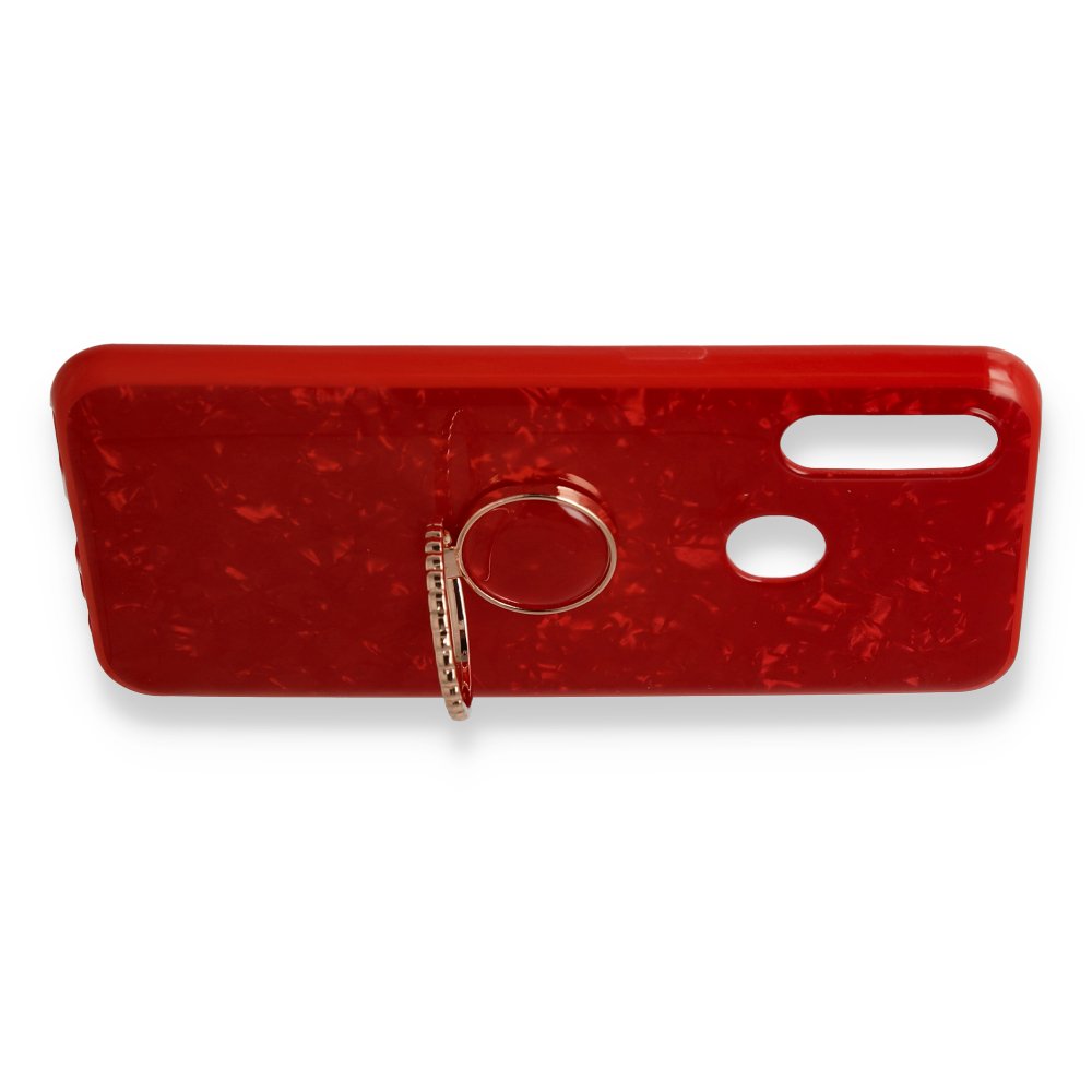 Newface Oppo A31 Kılıf Marble Yüzüklü Silikon - Kırmızı