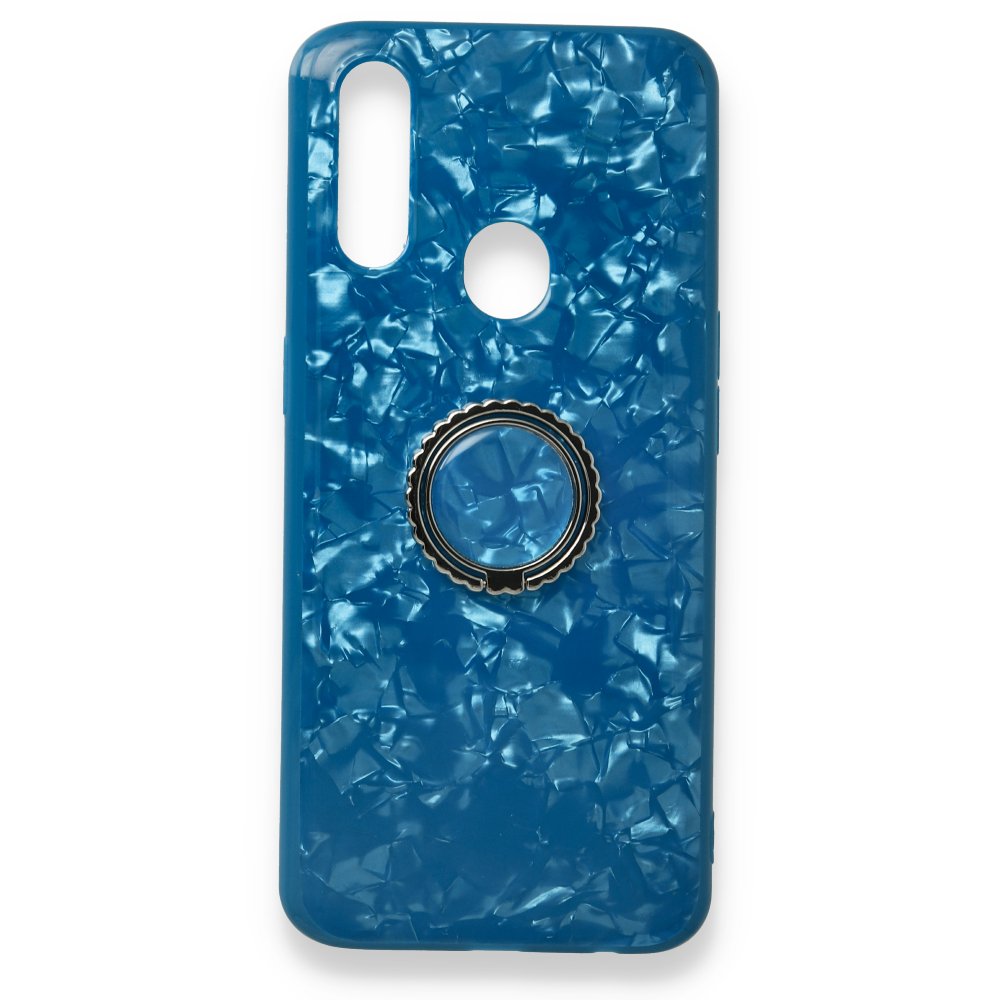Newface Oppo A31 Kılıf Marble Yüzüklü Silikon - Mavi