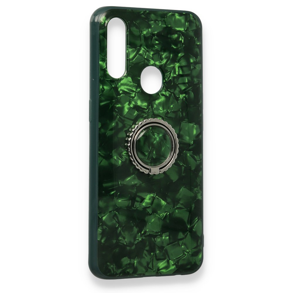 Newface Oppo A31 Kılıf Marble Yüzüklü Silikon - Yeşil